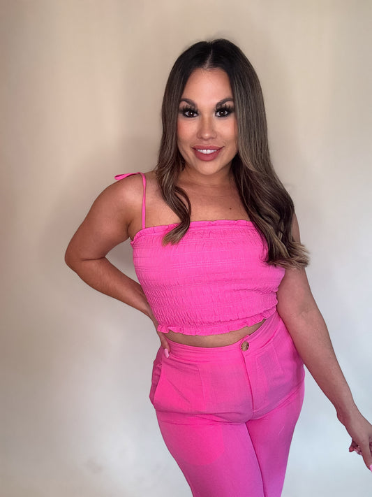 A PERFECT MATCH PINK CROP TOP