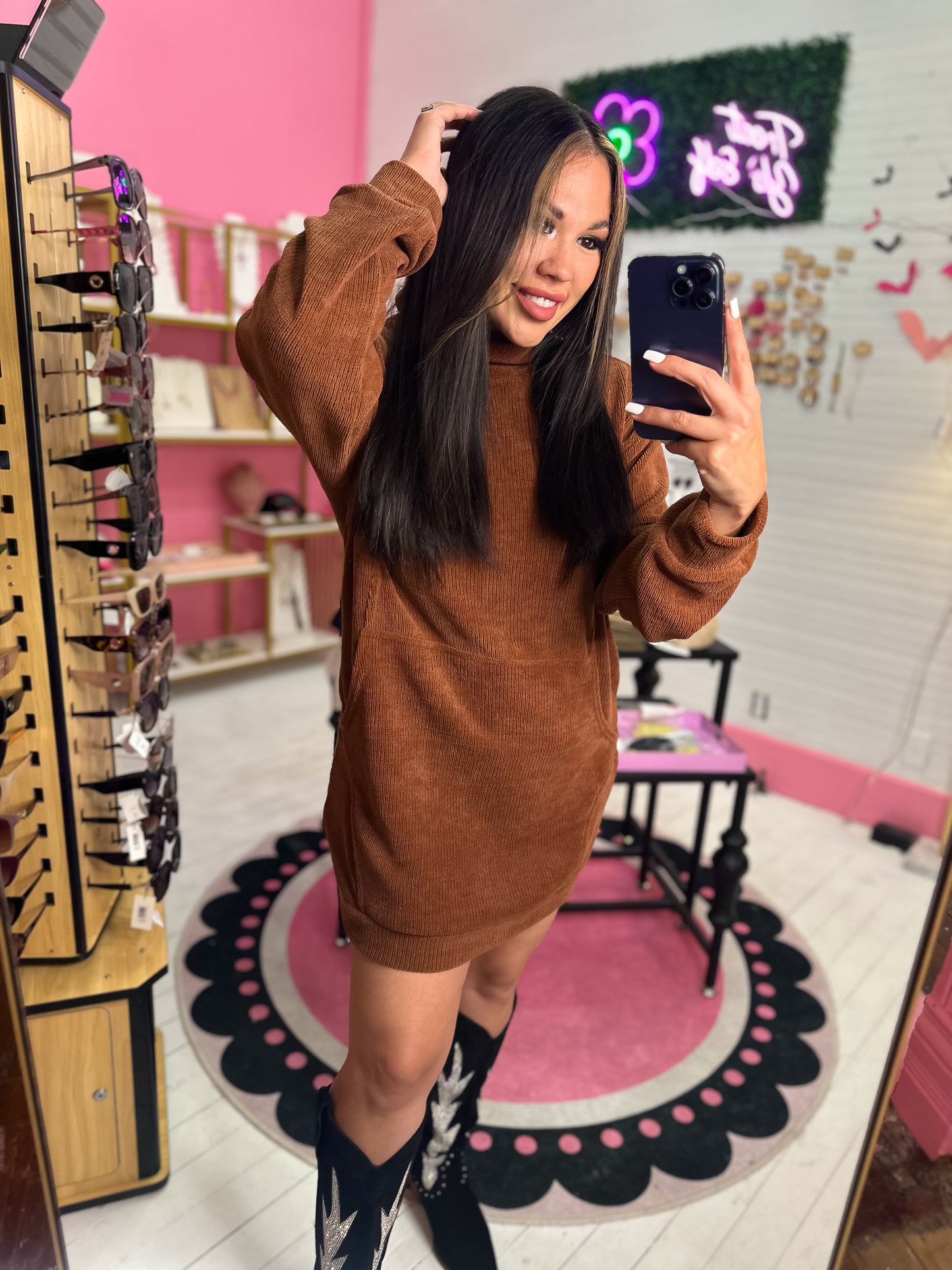 NOTHING BUT THE BEST CHESTNUT TURTLENECK DRESS