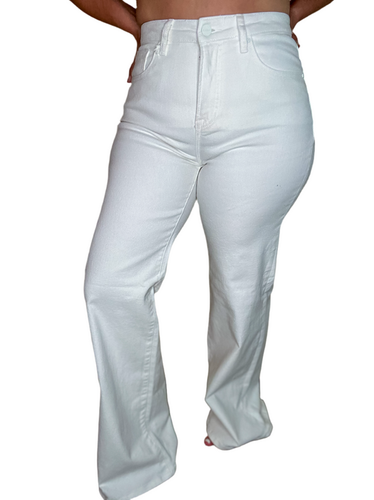 HIGH RISE WHITE TUMMY CONTROL JEANS  - 5399