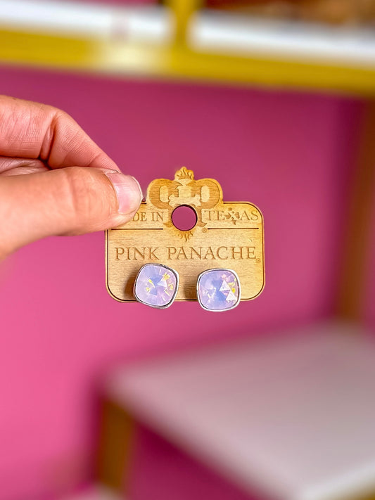 CLOUDY PINK SILVER POST STUDS
