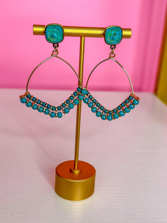 TEAL DROP EARRINGS WITH TEAL POST