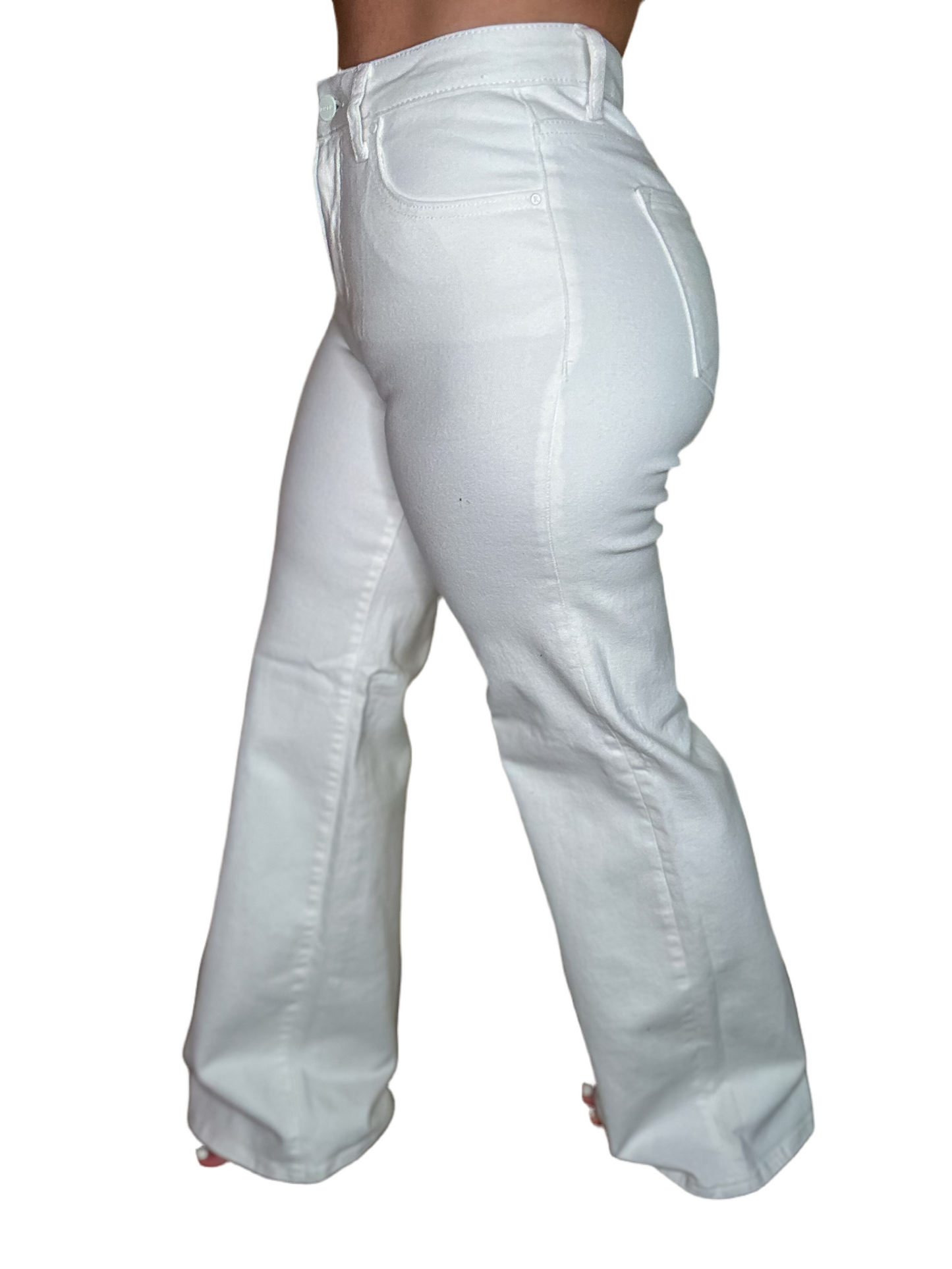 HIGH RISE WHITE TUMMY CONTROL JEANS  - 5399