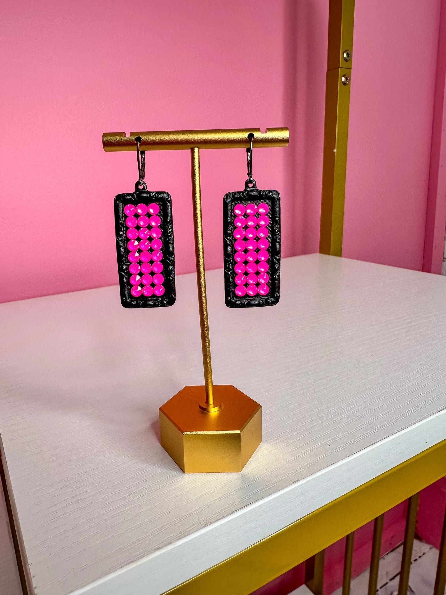 PINK AND BLACK EARRINGS