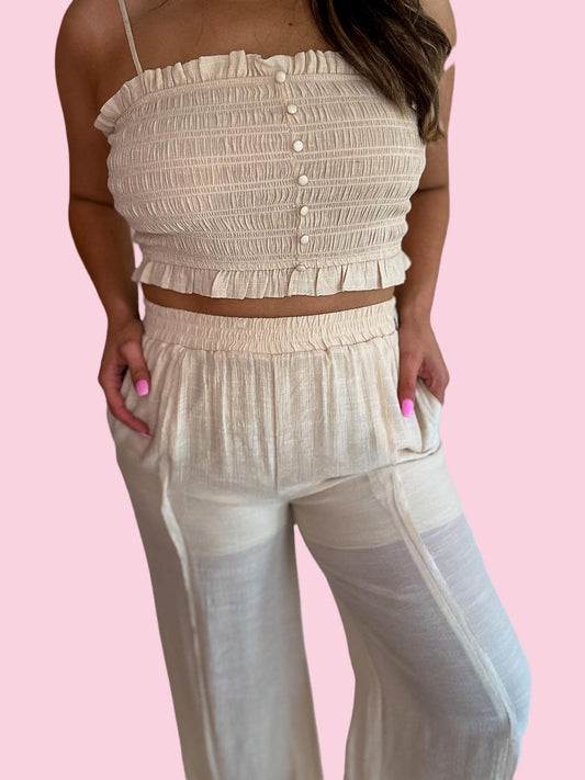 SWEET ON YOU TAUPE HIGH WAIST WIDE LEG PANTS