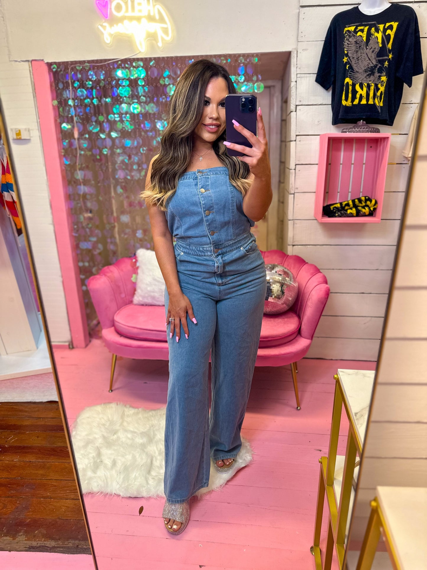 SOMEWHERE WITH YOU DENIM JUMPSUIT