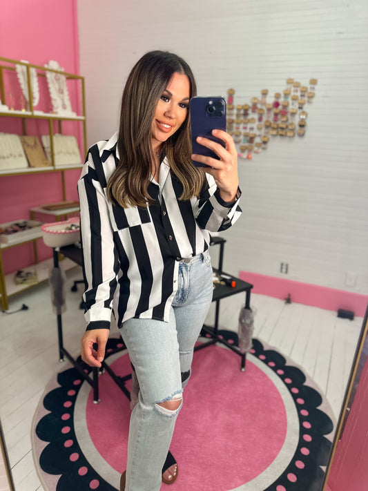 SWEET PERSPECTIVE STRIPED BLOUSE