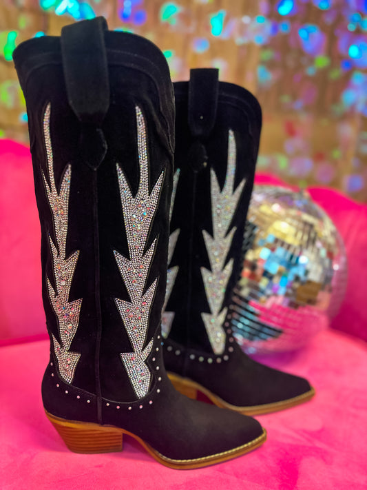 BLACK IRIDESCENT BOOTS